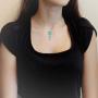 Sterling Silver Synthetic Blue Opal 3 Plumeria Pendant Necklace, 16+2'' Extender