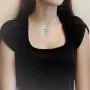 Sterling Silver Synthetic Blue Opal 3 Plumeria Pendant Necklace, 16+2'' Extender