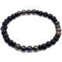 Mens Warrior Stone Lava Stretch Bead Bracelet Handcrafted in USA - Brown / Black