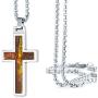 Tungsten Men’s Christian Necklace – Cross Pendant with Steel Chain 22” – – Made of Polished Solid Tungsten, Carbon Fiber, and Amethyst Shell Material – 6 Designs and Colors to Choose - Gift for Him
