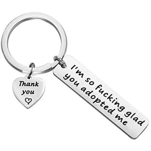 HOLLP Adopted Father Adopted Mother Gift Adoption Jewelry Im so Fucking Glad You Adopted Me Keychain Stepfather Stepmother Gift HOLLP Adopted Father Adopted Mother Gift Adoption Jewelry Im so Fucking Glad You Adopted Me Keychain Stepfather Stepmother Gift