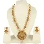 MUCH-MORE Gold Tone Pearl Temple Jewelry Polki Necklace Set Indian Traditional Jewelry (PN-2394)