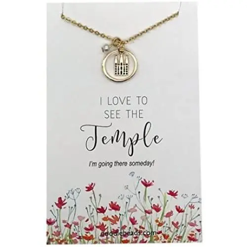 Temple Necklace gold, Temple Jewelry, I Love to See the Temple with 16''-18'' chain Temple Necklace gold, Temple Jewelry, I Love to See the Temple with 16''-18'' chain