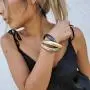 Caratina 14k Gold Plated, black Rhodium plated and rhodium plated triple omega ring intertwined fashion joy stackable trinity bracelet for women Caratina 14k Gold Plated, black Rhodium plated and rhodium plated triple omega ring intertwined fashion joy stackable trinity bracelet for women