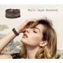 Finrezio 24 PCS Black Braided Leather Bracelets Set for Men Wrap Cuff Bracelet Adjustable