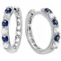 Dazzlingrock Collection 14K Round Blue Sapphire & White Diamond Ladies Huggies Hoop Earrings, White Gold Dazzlingrock Collection 14K Round Blue Sapphire & White Diamond Ladies Huggies Hoop Earrings, White Gold