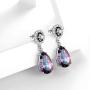 Teardrop Earrings Drop 925 Sterling Silver Dangle Earrings Girls Dating Crystal Gift