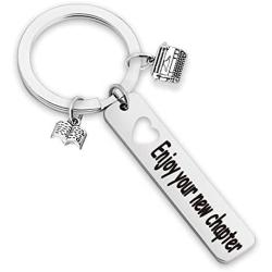 Bookworm Retirement Keychain Enjoy Your New Chapter New Beginnings Jewelry Librarian Teacher Gift(Enjoynew chapter-KR)