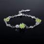 JIANGXIN 925 Sterling Silver Birthstone Chain Link Bracelet for Women Girl Lucky Four leaf clover Gemstone Fine Jewelry Good Luck Shamrock Birthday Gift