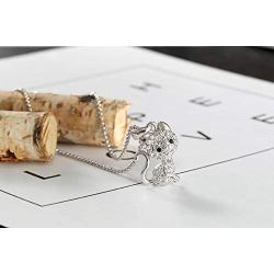 Cute Cat Kitty Pendant Necklace with Crystal Link Chain Sweet Gift Girls Kids Women Jewelry Necklace