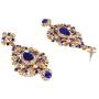 Crunchy Fashion Indian Bollywood Traditional Floral Theme White Rhinestone and Blue Faux Sapphire Bridal Designer Jewelry Necklace Set for Women / Girls