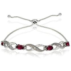 GemStar USA Sterling Silver Genuine or Synthetic Figure 8 Infinity Adjustable Bolo Bracelet
