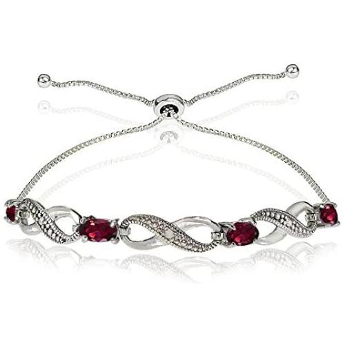 GemStar USA Sterling Silver Genuine or Synthetic Figure 8 Infinity Adjustable Bolo Bracelet