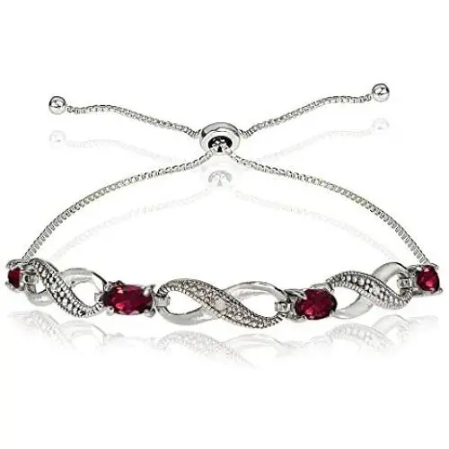 GemStar USA Sterling Silver Genuine or Synthetic Figure 8 Infinity Adjustable Bolo Bracelet