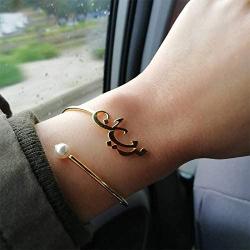 MANZHEN Custom Arabic Name Bangle Bracelet with Pearl Personalized Customization Fashion Jewelry Best Gift for Women