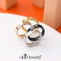 555Jewelry Womens Classic Sleek Chic Stainless Steel Bright CZ Inlay Band Rings