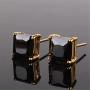 GULICX Silver Tone 7mm Square CZ Party Pierced Earrings Studs Purple Unisex