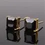 GULICX Silver Tone 7mm Square CZ Party Pierced Earrings Studs Purple Unisex