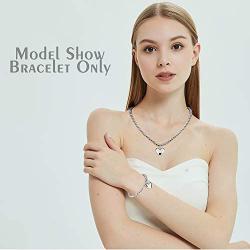 Jewelry Kingdom 1 Initial Bracelet for Women Girls A-Z Letters Alphabet Heart Charm Bead Ball Chain Stainless Steel 6mm 7'' Valentines Gifts