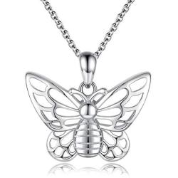 Sterling silver Urn Butterfly Cremation Necklace for Ashes S925 Memorial Pendant Urn Ashes Jewelry Gift for Loss of a Loved One