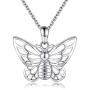 Sterling silver Urn Butterfly Cremation Necklace for Ashes S925 Memorial Pendant Urn Ashes Jewelry Gift for Loss of a Loved One