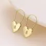 Metal Heart Lock Hoop Earrings Geometric Lock Pendant Maxi Earrings High Polished Cartilage Minimalist Sleeper Safety Pin Hoops for Women Girl Wedding Jewelry-heart