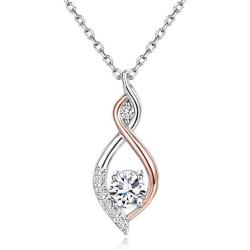 Womens 925 Sterling Silver Necklace Infinity Love Rose Gold White Gold Plated Pendant CZ Diamond Necklace Best Valentines Day
