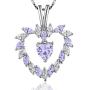 Heart-Necklace for Women, 925 Sterling Silver Love Birthstone-Pendant, Crystal Gemstone Jewelry Gift