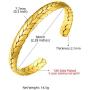 GOLDCHIC JEWELRY Wide Open Cuff Bracelet, Stainless Steel 7.7mm/10mm Leaf/Star/Chain Link/Wheat Braided Style Adjustable Boho Stackable Bangle Bracelet,Gift Box Included