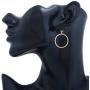 Frodete Geometric Black Square Round Triangle Stud Earrings Women Chic Circle Hoop Earrings Korean Asymmetric Jewelry