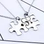 Fanery Sue Personalized Puzzle Pieces Matching Necklace/Kaychain for Love Best Friends Family Custom Name/Date Matching Pendant Set with Gift Box