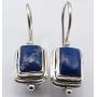 SilverStarJewel 925 Sterling Silver Natural Rectangle Cabochon Lapis Lazuli Earrings 2.5 cm