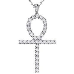Egyptian Ankh Earrings Cubic Zirconia Iced Out Ankh Cross Earrings for Mens Women 925 Sterling Silver/Black Metal/18K Gold Plated Key of Life Dangle Drop Earrings Amulet Symbol Religious Jewelry