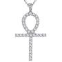 Egyptian Ankh Earrings Cubic Zirconia Iced Out Ankh Cross Earrings for Mens Women 925 Sterling Silver/Black Metal/18K Gold Plated Key of Life Dangle Drop Earrings Amulet Symbol Religious Jewelry