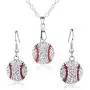 Baseball Pendant Necklace & Dangle Earrings Jewelry Set Sport Clear Crystal Fashion Jewelry (Silver earrings+necklace) Baseball Pendant Necklace & Dangle Earrings Jewelry Set Sport Clear Crystal Fashion Jewelry (Silver earrings+necklace)
