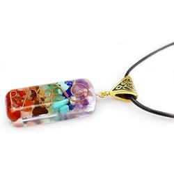 ARZASGO 7 Chakra Stones Necklace Healing Crystal Pendant Orgone Energy Adjustable Necklace Jewelry Gift for EMF Protection Anxiety Spiritual Healing