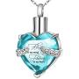 XIUDA Birthstone Crystal Urn Necklace Heart Memorial Keepsake Pendant Ash Holder Cremation Jewelry for Ashes
