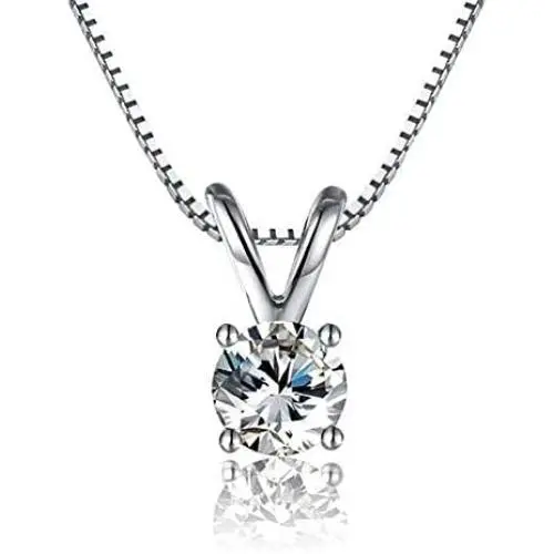 AINUOSHI 1 Carat Sterling Silver Round Cut Cubic Zirconia Solitaire Pendant Necklace AINUOSHI 1 Carat Sterling Silver Round Cut Cubic Zirconia Solitaire Pendant Necklace