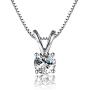 AINUOSHI 1 Carat Sterling Silver Round Cut Cubic Zirconia Solitaire Pendant Necklace
