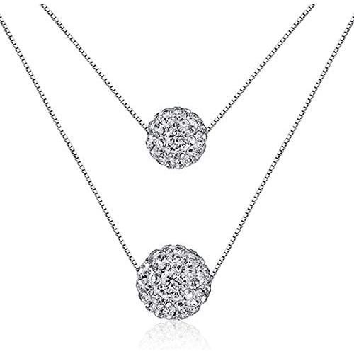 Kasima Womens Multi-Layer Double Full Diamond Crystal Balls Pendant Necklace/Drop Earrings/Jewelry Set