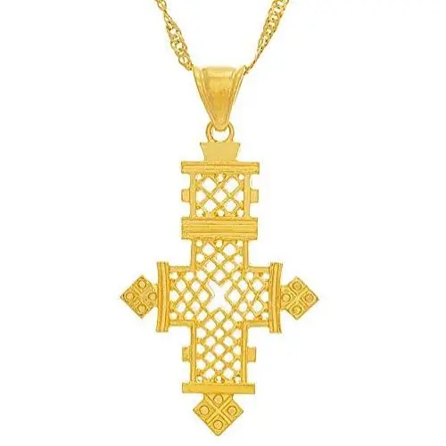 Ethiopia Eritrean Gold Color Cross Pendant Necklace for Women Men African Jewelry Gifts Ethiopia Eritrean Gold Color Cross Pendant Necklace for Women Men African Jewelry Gifts