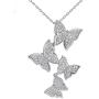 XINSHUN Real 925 Sterling Silver Long Zircon Butterfly Necklaces Pendant Fashion Sterling Silver Jewelry Statement Chain Necklace for Women Ladies Girls Gifts