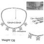 LuckyHouse Tennis Link Rhinestone Chain Butterfly Necklace for Women Silver Iced Out Zirconia Bling Butterfly Pendent Hip Hop Choker Necklace Jewelry Girls