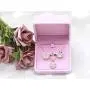 Gold Plated Cubic Zirconia Reflection Flower Pendant Necklace and Stud Earrings Jewelry Set
