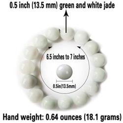 NW 1776 Natural Authentic Jade Jade Beaded Elastic Bracelet, Jade Bead Bracelet Designed for Good Fortune Courageous Lucky and Wealth