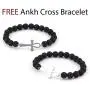 GUNGNEER Stainless Steel Ankh Cross Necklace Africa Map Pendant Silvertone Keel Chain Jewelry Strength Amulet Talisman GUNGNEER Stainless Steel Ankh Cross Necklace Africa Map Pendant Silvertone Keel Chain Jewelry Strength Amulet Talisman