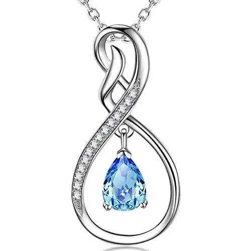 Mothers Day Birthday Gifts for Her April Birthstone Jewelry Aquamarine Emerald Pearl Garnet Amethyst Necklace Forever Love Infinity Sterling Silver Mothers Day Birthday Gifts for Her April Birthstone Jewelry Aquamarine Emerald Pearl Garnet Amethyst Necklace Forever Love Infinity Sterling Silver