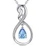 Mothers Day Birthday Gifts for Her April Birthstone Jewelry Aquamarine Emerald Pearl Garnet Amethyst Necklace Forever Love Infinity Sterling Silver