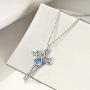 UCADRIT Angel Cross Necklace for Women 925 Sterling Silver with March Birthstone Guardian Angel Jewelry Gifts for Women