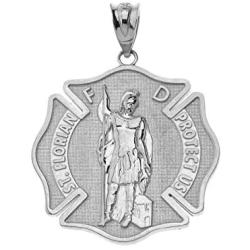 925 Sterling Silver Saint Florian Patron of Firefighters Pendant Necklace